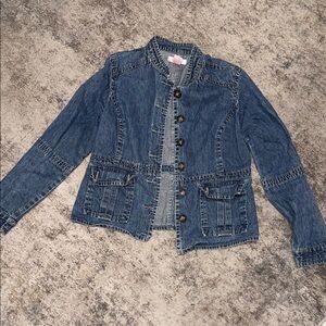 Xhilaration Dark Blue Jean Jacket with Button Detail